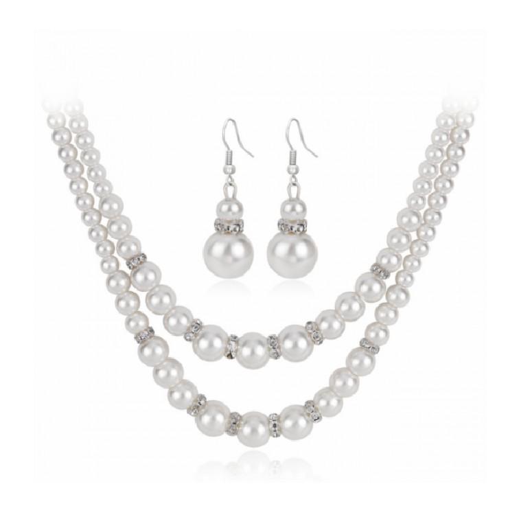 

Элегантный двухслойный жемчужный набор ожерелий для вечерних мероприятий