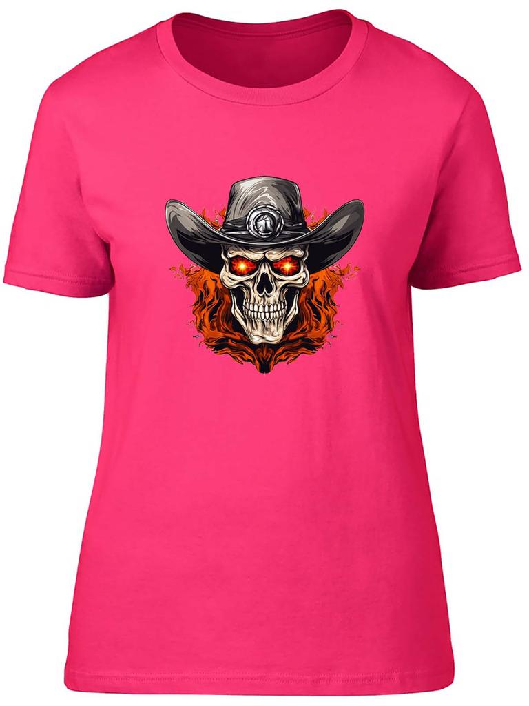 Cowboy Skull Unisexs TShirt Sleketon Head Gothic Flame Ladies Gift Tee