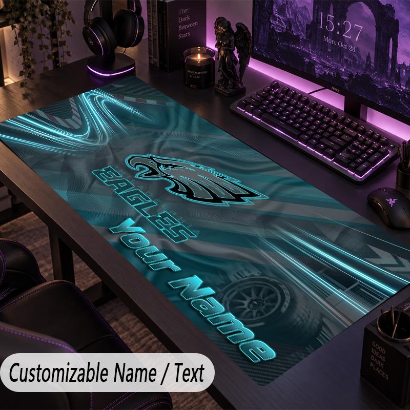 Large Mouse PadPhiladelphia Eagles Custom Name Text Personalized Desk Mat Non Slip Gaming Pad