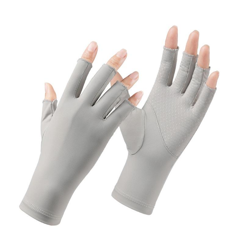 Sunscreen gloves manicure half finger ice silk women driving non-slip breathable touch screen thin summer UV protection gloves