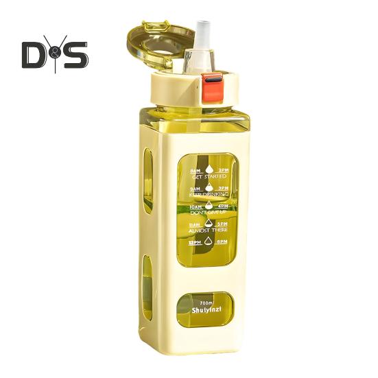 

700 мл спортивная бутылка для воды с маркировкой времени герметичная портативная чашка-непроливайка портативная многоразовая велосипедная бутылка для воды для улицы жёлтый