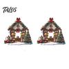 Decorative Garden Stakes for Christmas Cottage Stake, Acrylic Snowy House Yard 2D European Style Inserts Flat Winter Holiday Ornament Lawn Pathway