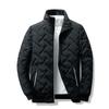 Winter Korean Fashion Stand-up Collar Zipper Cotton-padded Jacket, Men's Casual Warm Solid Color Patchwork Cotton-padded Jacket