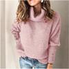 Herbst Winter Einfarbig Lässige Mode Pullover Damen Locker Lässig Strickpullover Weiblich Hoher Kragen Top