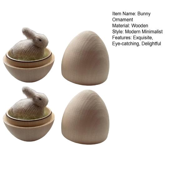 Coniglietti in Uova di Legno Coniglietto in Lana Miniatura nel Nido Riempimenti per Cesto di Pasqua Regalo per Feste