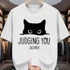 Funny Cat Minimalist Graphic Tee Unisex Cotton T-Shirt Vintage Gift