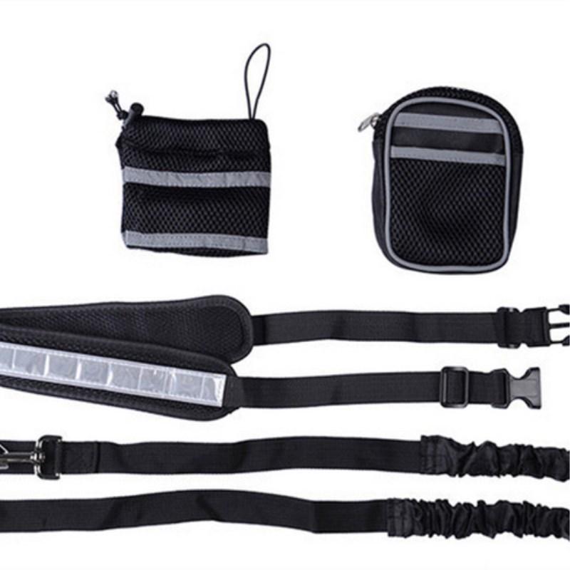Running Walking Training with Pockets and Dog Treat Pouch Adjustable Waist Belt Flexible Bungee Belt