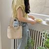 IELGY fashion simple soft leather texture shoulder bucket bag women