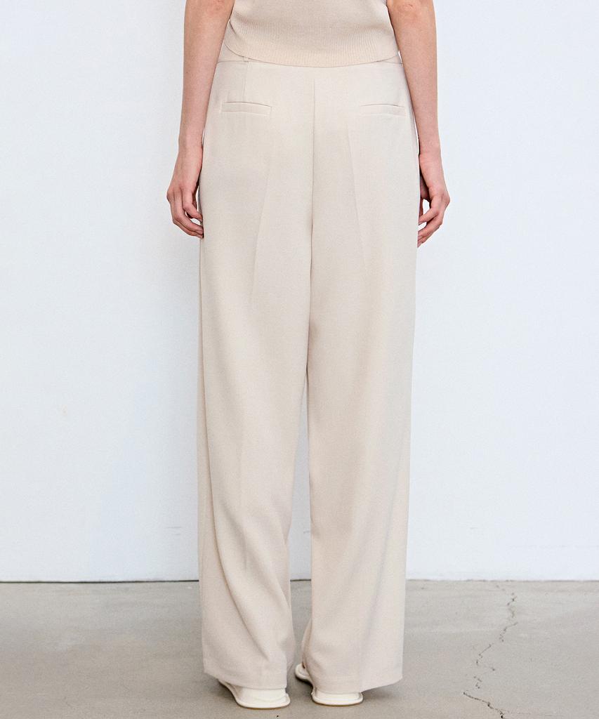 Nigaennikol Minimal Long Pintuck Slacks_Light Cream