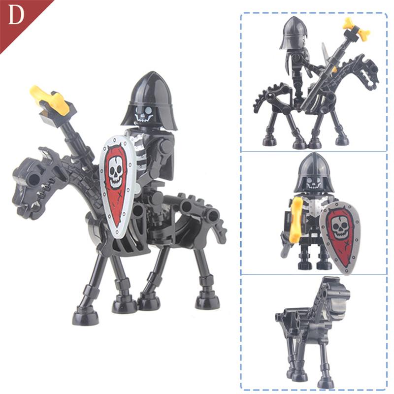Skeleton Building Blocks Medieval Castle Knight Warriors Skeletons Strong Orcs Figures Collection Toy for Children Gifts