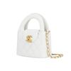 Chanel 24p Gold Buckle Diamond Pattern Leather Material Gold Hardware Single Shoulder Messenger Bag Female White
