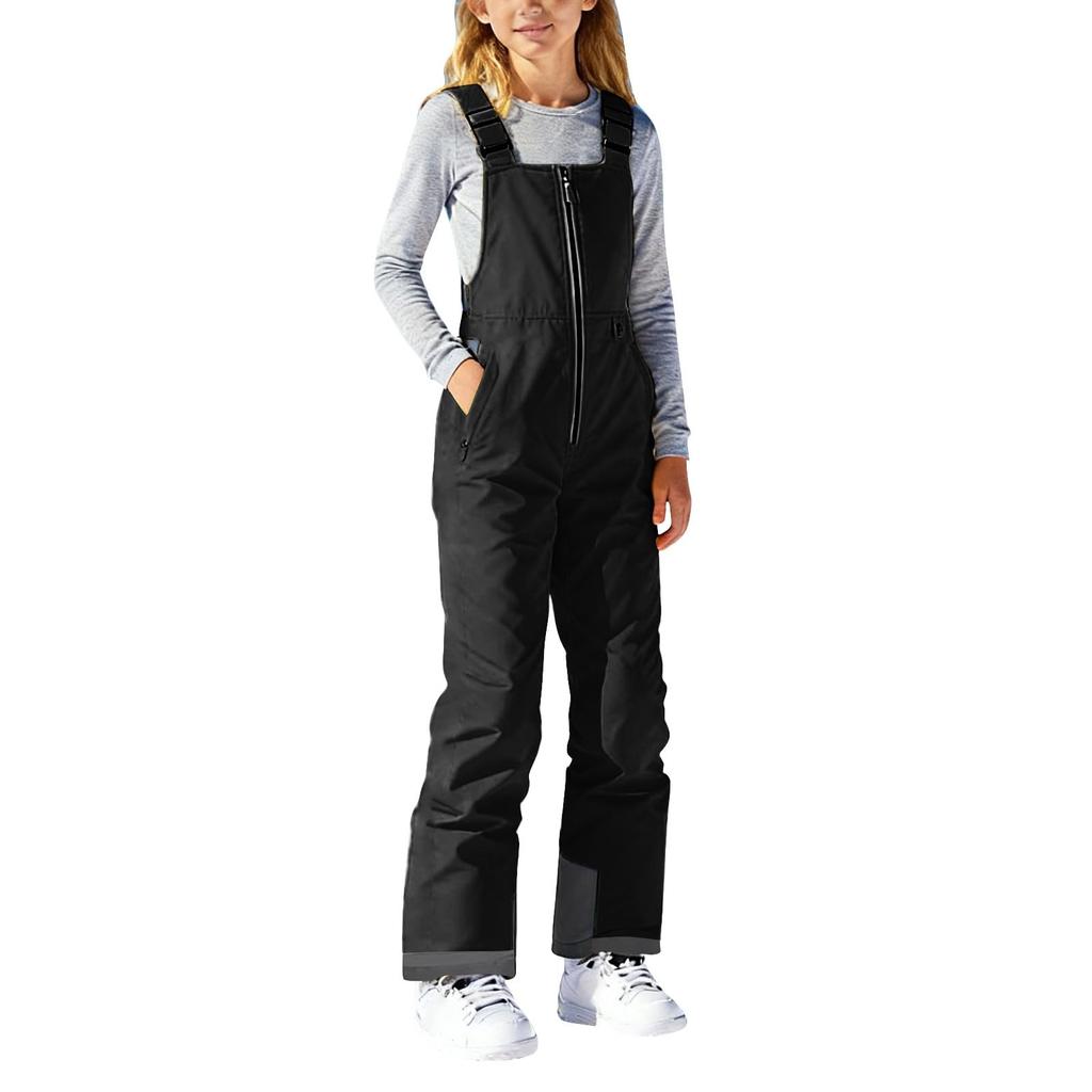 Kids Snow  Girls Boys  Snow Pants Winter Windproof  Ski Overalls Adjustable Snowsuit Pockets