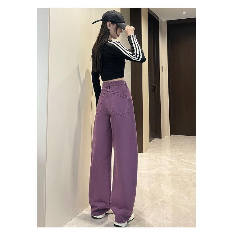 Wide Leg Denim Pants Loose Fit High Waist Spring Summer Casual Trousers