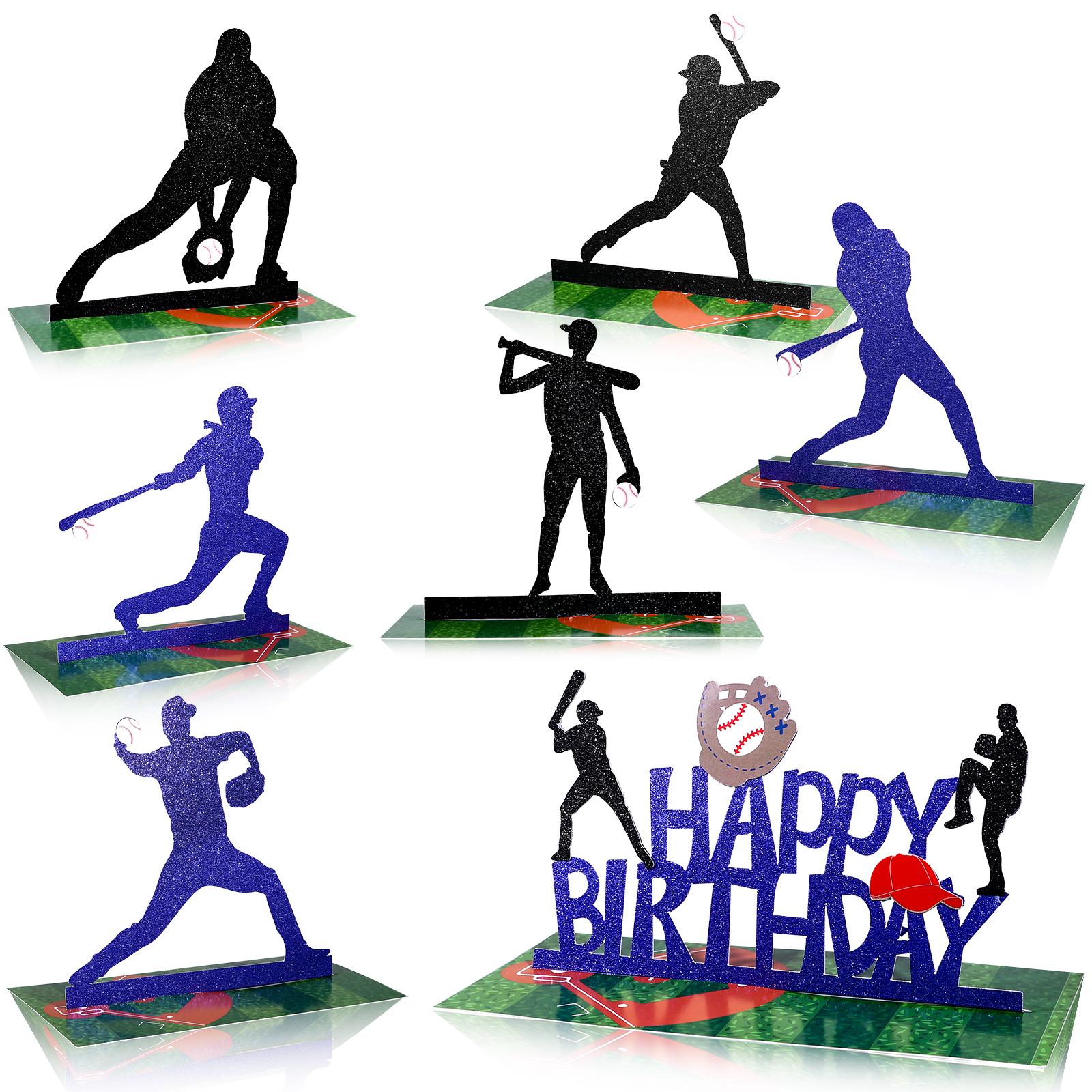 

13 Pcs Baseball Party Table Decorations Baseball Table Centerpieces Paper Baseball Player Silhouette Birthday Party Table Signs чёрный