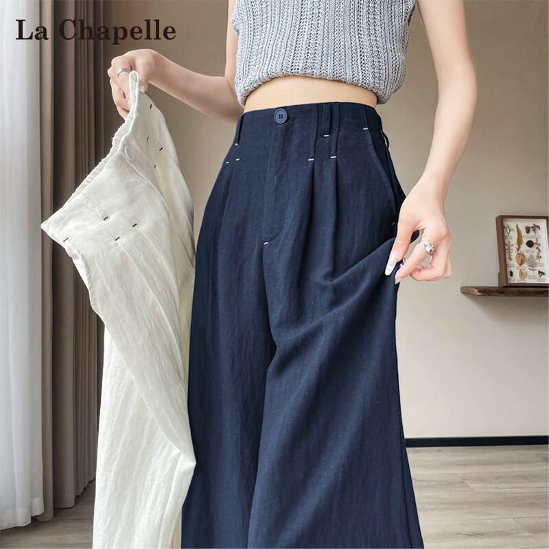 Women s High-Waist Linen Blend Wide-Leg Trousers L