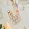 Transparent 3-Compartment Pens Holder Acrylic Desk Organizer Pens Pencils Markers Desktop Storage Box for Office School Supplies