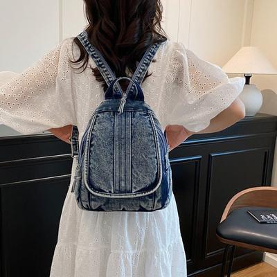 Zaino Donna Denim Casual Moda Grande Capacità Borsa Jeans Borsa a Spalla Scuola Ragazze Adolescenti Zaino Femminile