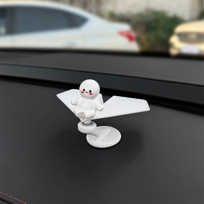 Solar Powered Rotating Airplanes Car Accessory Dashboard Decoration ABS Craft with Secure Silicone Mount for Long Travel