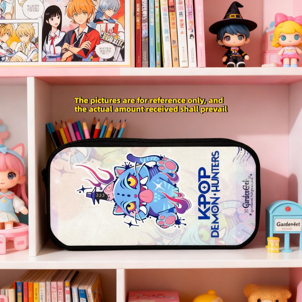 Hunter Kpop Student Pencil Box Large Bag Girl's Office School Pencil Box Cartoon Devil Pencil Box Pen Box