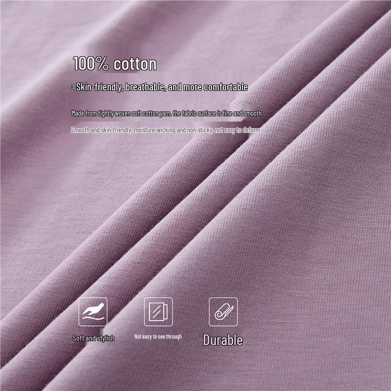 GIORDANO Damen Niedliches Katzenstickerei Reines Baumwoll-T-Shirt mit Rundhalsausschnitt