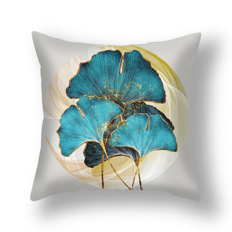 Short Plush Pillowcase, Simple and Versatile Ginkgo Leaf Pillow, Modern Decorative Sofa Pillow, Cushion