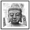 [Q7658] - 'Black & White' Glass Frame (stone Buddha) - 45x45 Cm