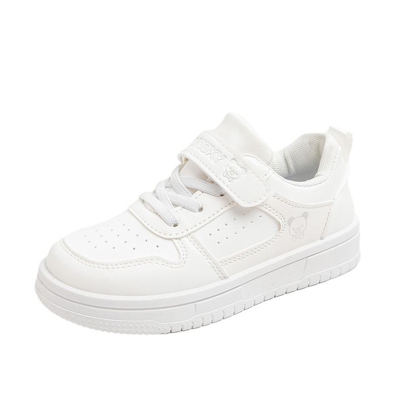 

2025 Spring and Autumn Little White Shoes Girls Children s Sneakers New Leather Surface Waterproof Boys Board Shoes Casual Students 37