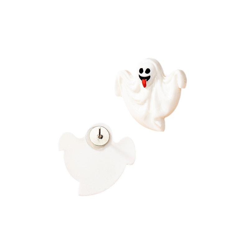 European and American Style Retro Acrylic Halloween Ghost Earrings - Cute, Funny Fashion Studs for Women