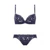 AMOSTYLE Charming Glamor Slimline Bra Panty Marble M008 Size E65M & Set, Stitch, (Blue),