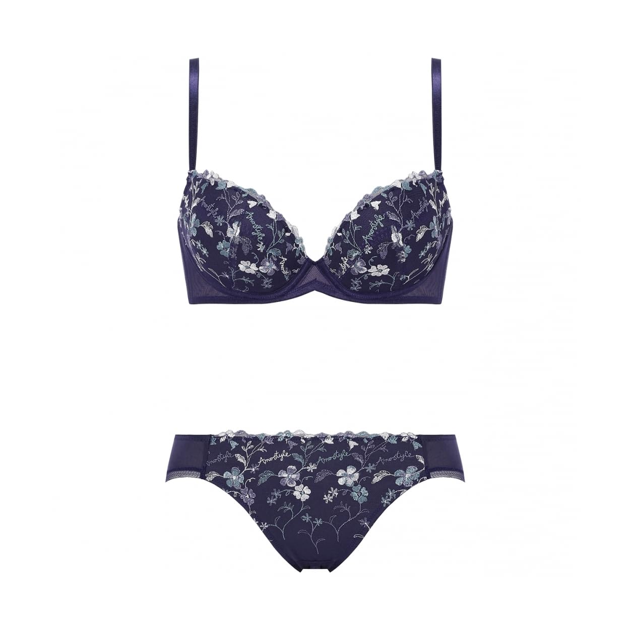 

AMOSTYLE Очаровательный гламур Слимлайн Бюстгальтер Трусики Мрамор M008 Размер E65M и Комплект, Стежок, (синий),