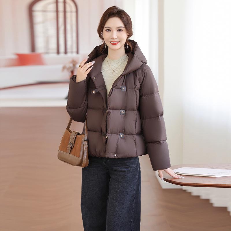 Maternity Soft Hooded Down Jacket for Women, Thick Warm Puffer Coat for Middle-Aged and Elderly