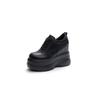 Fashion 11CM Suede Cow Genuine Leather Vulcanize Women Casual Platform Wedge Chunky Sneakers Spring Autumn Contoured Fashion Black Shoes