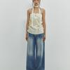 MEENDERI SATIN LOGO SCARF - LEMON