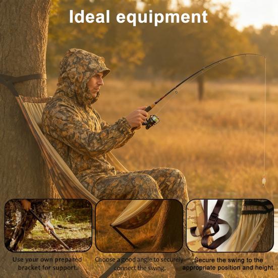 Low Down Jagdbaumsitz 360 Grad Drehbar Tragbar Leicht Jagd-Camouflage Hängemattensessel Schwerlast Outdoor Campinghocker auf Baum