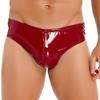 New Men Briefs Patent Leather Shiny Man's Innerwear Low Waist Gay Underwear Male Underpants