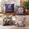 Chile Independence Day Cushion Cover Durable Hypoallergenic Organic Linen Pillow Cover Short Size Washable Skin-Friendly