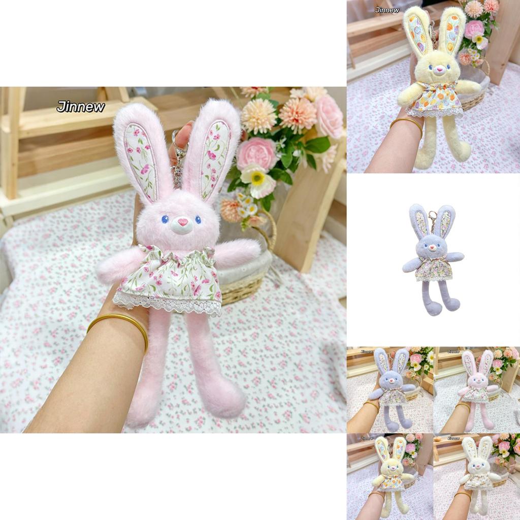 Jinnew Floral Dress Plush Bunny Keychain With Cute Design For Gift And Accessories