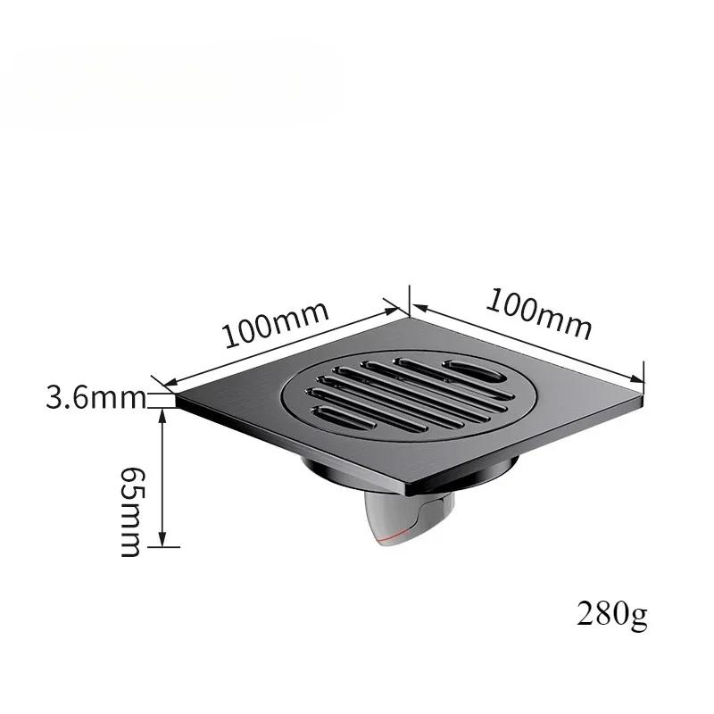 Pure copper floor drain, bathroom deodorant floor drain, gray balcony kitchen floor drain