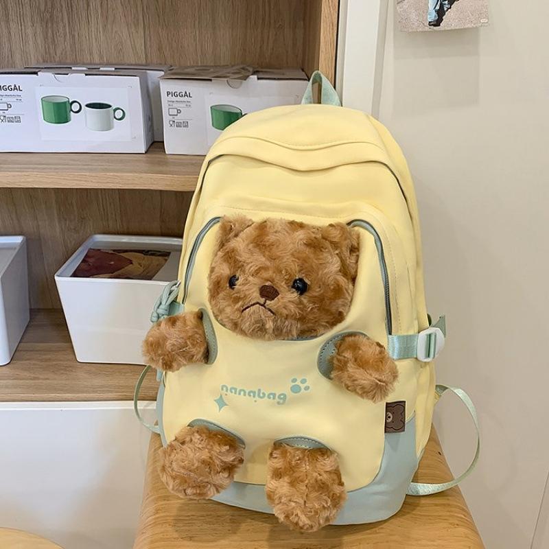 Schoolbag Cute Bear Schoolbag Female Junior High School Girl College Student 11 New Backpack Ins Niche Mori Versatile Backpack
