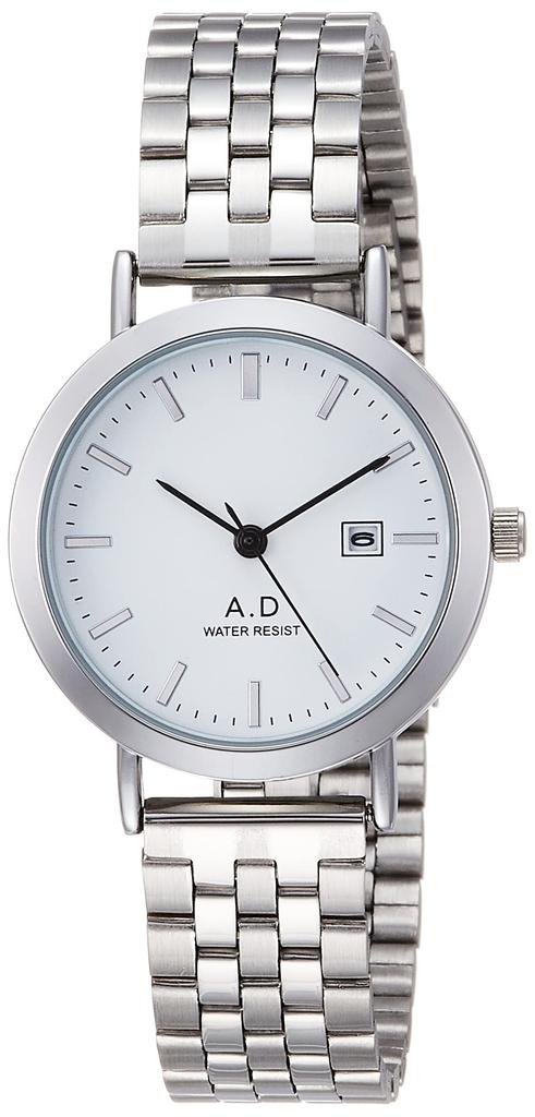 Arias Amalfidia Analog Watch, Waterproof, Date Display, Metal Band, White Dial, Silver, WW19038A-115, Women's