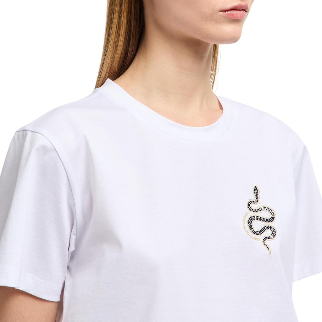 Emporio Armani Year Of The Snake Limited Edition Solid Color Round Neck Animal Pattern Short Sleeve T-Shirt SS25 Women Tops EW001169-AF10003-U0001
