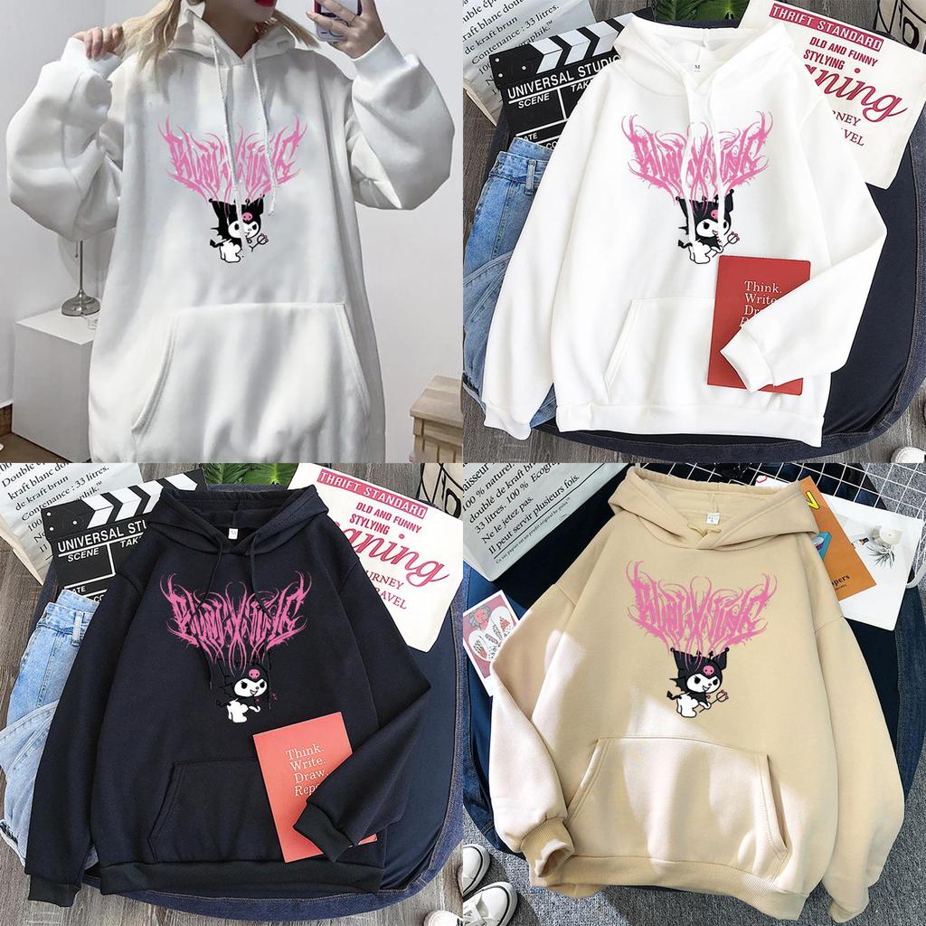 Stilvoller Kawaii Kuromi Hoodie mit Grunge Gothic Design und Cartoon-Print