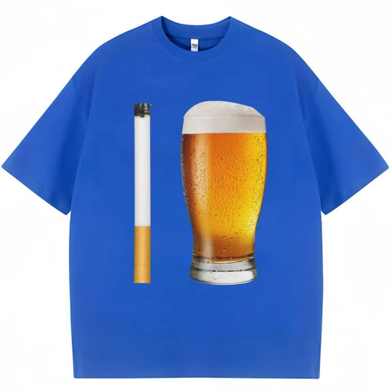 

Funny Meme T-shirt Cigarette and Beer Humor Joke Print T Shirt Men Women Fashion Summer Cotton Casual Short Sleeve Streetwear L