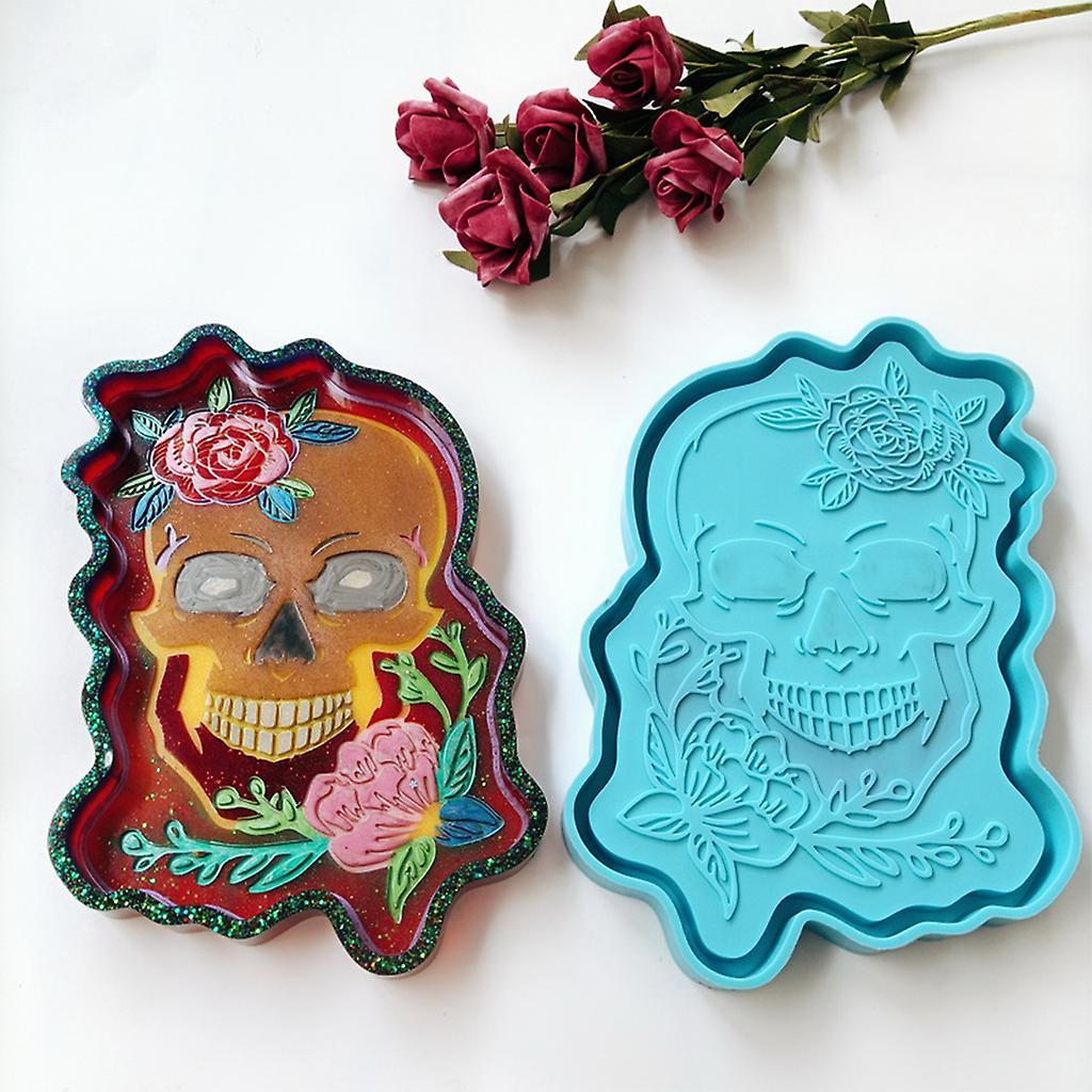 Skull Tray Epoxy Resin Mold Serving Plate Board Coaster Casting Silicone Mould DIY Crafts Jewelry Home Decorations Ornaments Making Tools