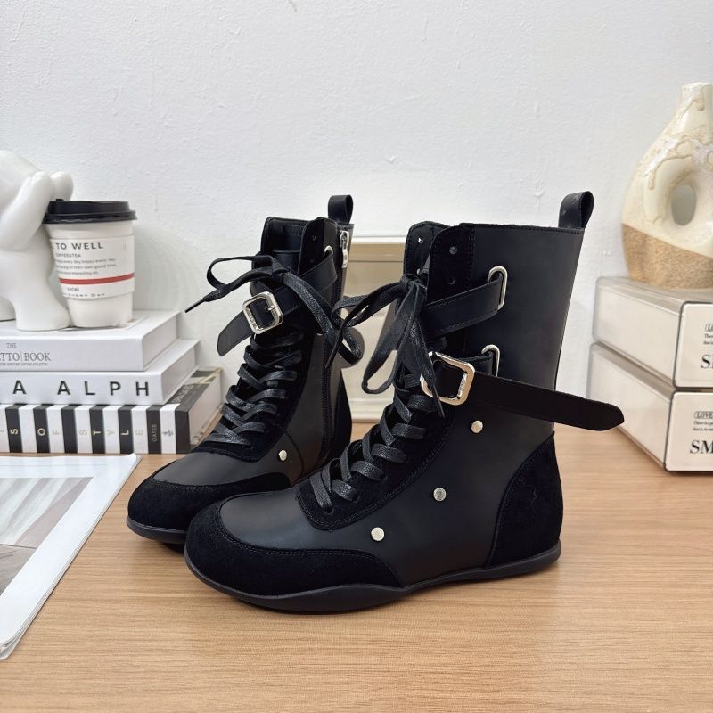 

2025 осень новые шнурованные на плоской подошве ботинки-локомотивы Мартин женская мода универсальные ретро ботинки для бокса средней длины женские ботинки 40