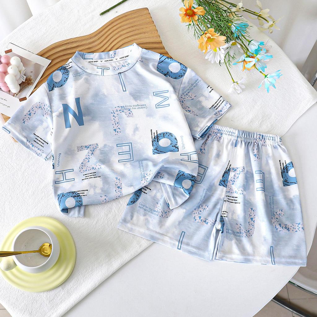 Children's Cute Round-neck Printed Set - Summer Boys' Short-sleeved Lightweight Two-piece Set