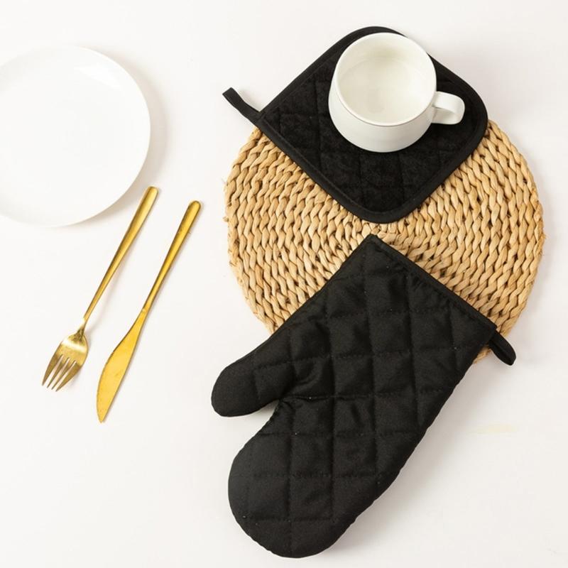 Heat Resistant Oven Mitts And Pot Holder Nonslip Grip Gloves For BBQ Baking Cooking Microwave Safe Trivet Mats