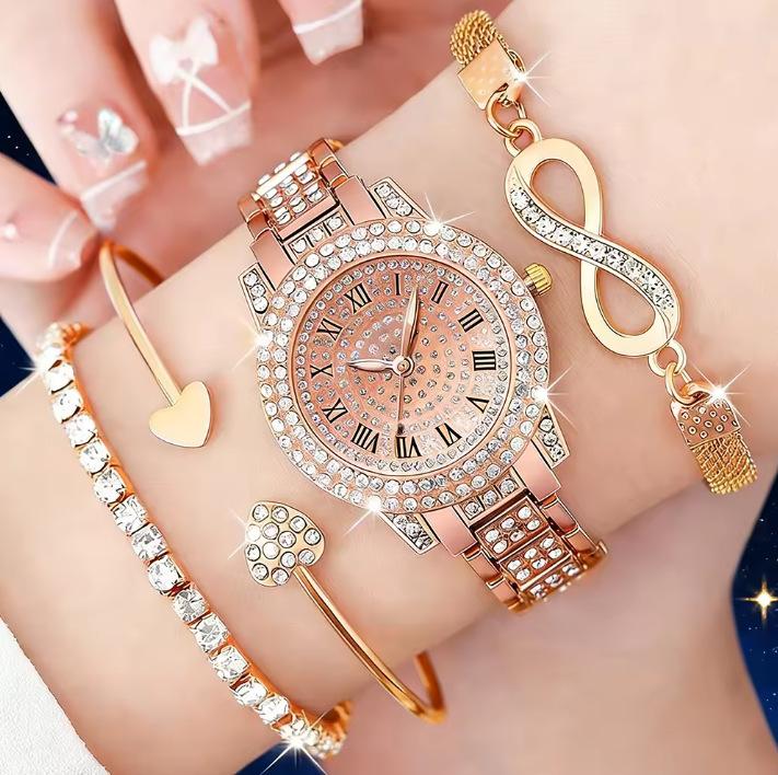 Popular Fashion Gold Women S Quartz Watch Trendy Jewelry Diamond Set Steel Belt Casual Women S Watch large price