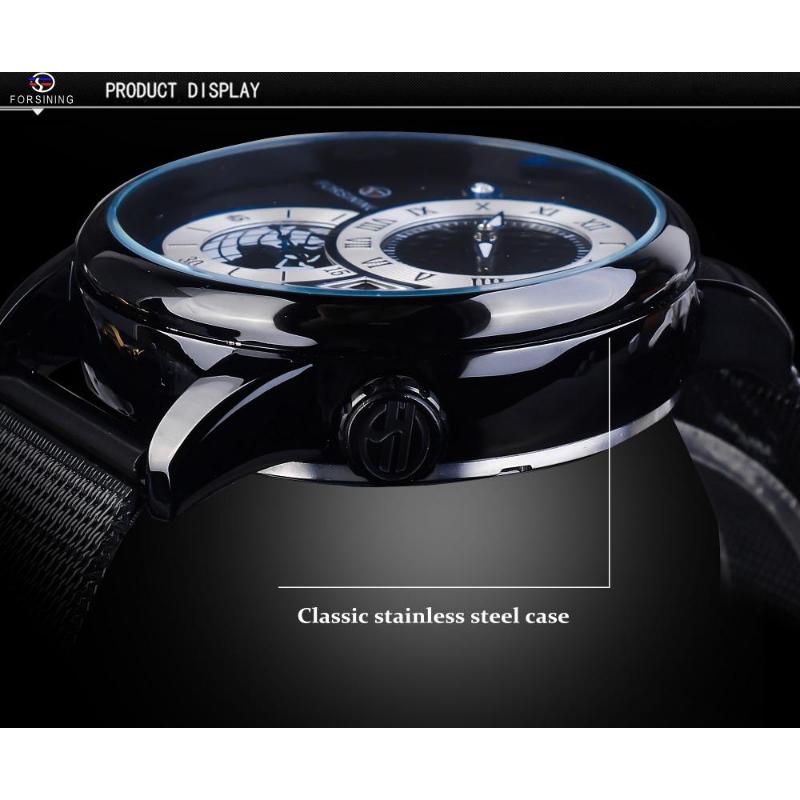 FORSINING Automatic Mechanical Wristwatch Military Sport Male Clock Luxury Golden Case Creative Dial Men Stainless Steel Mesh Strap Watch