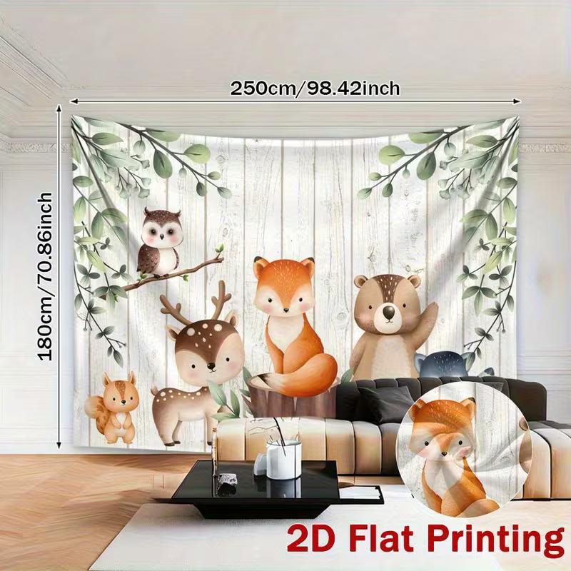 2D Rustic Woodland Creatures Background Banner for Kids' Photo Shoot